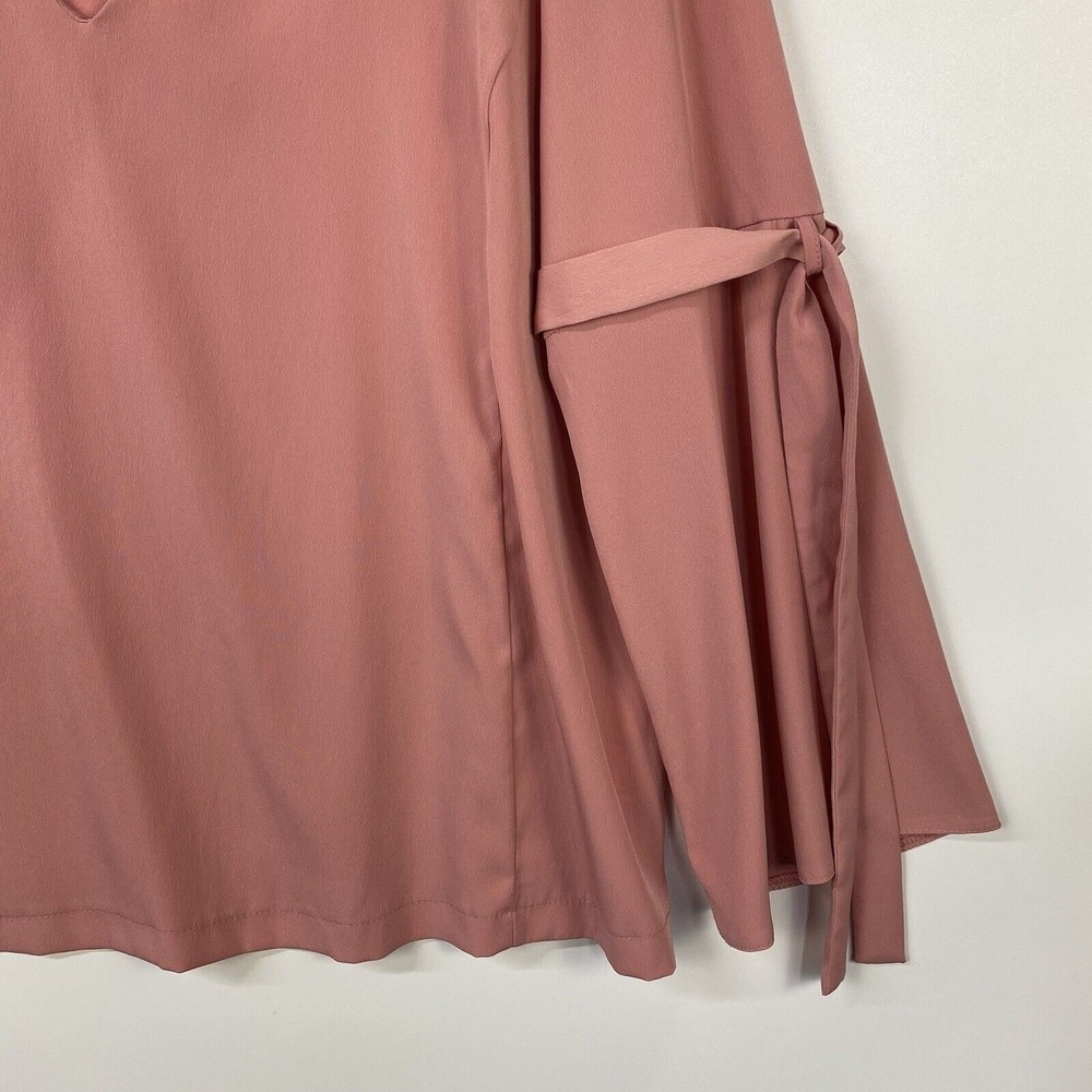 TOPSHOP Women's Top Size 10 Pink Long Sleeve V-Neck Blouse - Picture 4 of 11